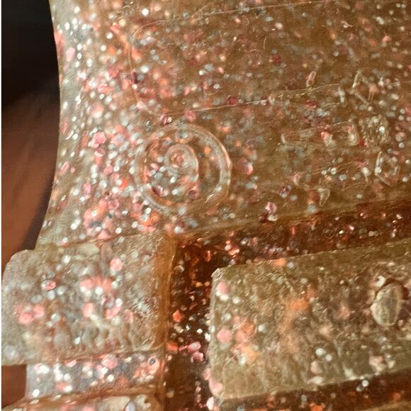 Next Brand Rose Gold Pink Sparkle Rain Boots 9Y 6.25" Toddler - Picture 9 of 9